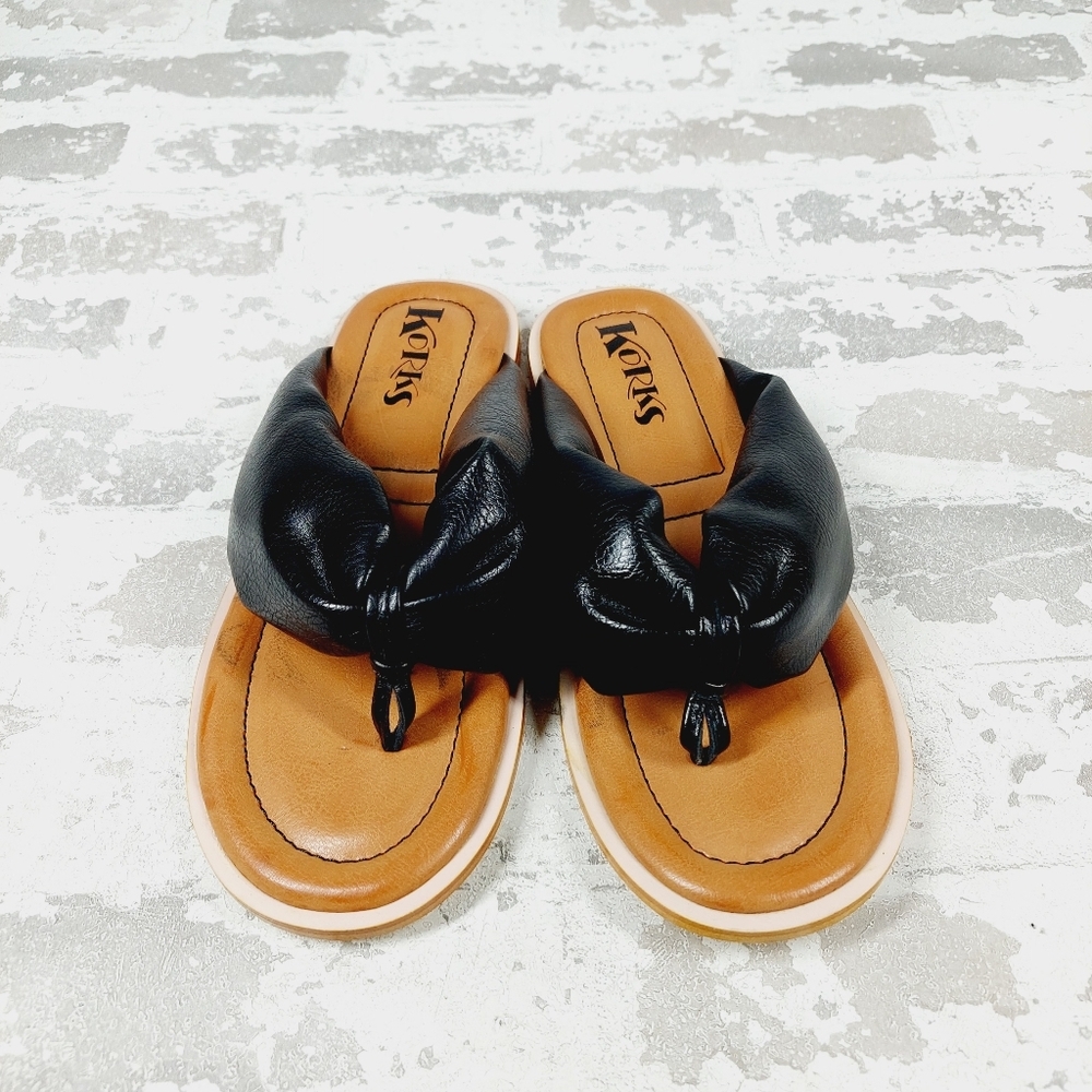 NEW Korks Poppy Black Thong Summer Flat Casual Sandals A971